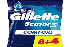 Одноразовые бритвы Gillette Sensor3 Comfort Мужские 8+4 шт. - Фото 1