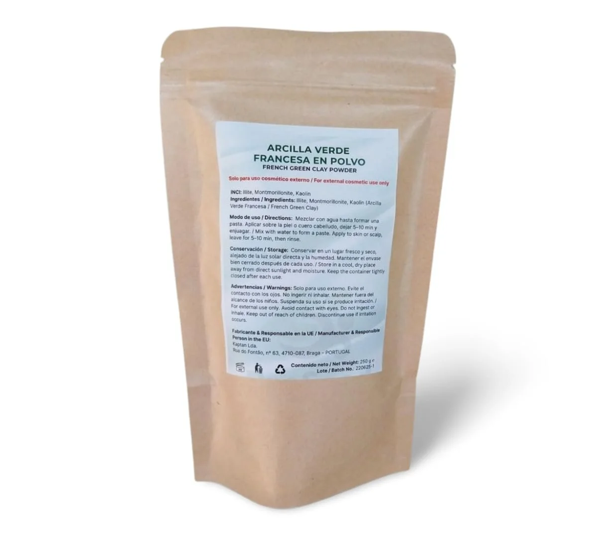 Зелена Глина Пудра для Маски для Обличчя, Волосся та Тіла - Детокс та Очищення - 100% Натуральна, 250 г, фото №2