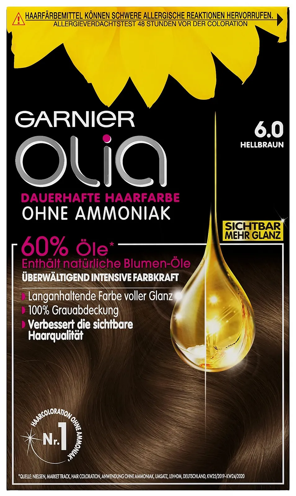 Фарба для волосся Garnier Olia 6.0 Світло-каштановий, перманентна, без аміаку, з натуральними оліями, фото №2 Фарба для волосся Garnier Olia 6.0 Світло-каштановий, перманентна, без аміаку, з натуральними оліями, фото №2