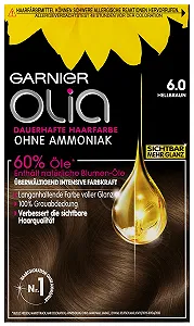 Фарба для волосся Garnier Olia 6.0 Світло-каштановий, перманентна, без аміаку, з натуральними оліями synthetic.ua - Фото 1