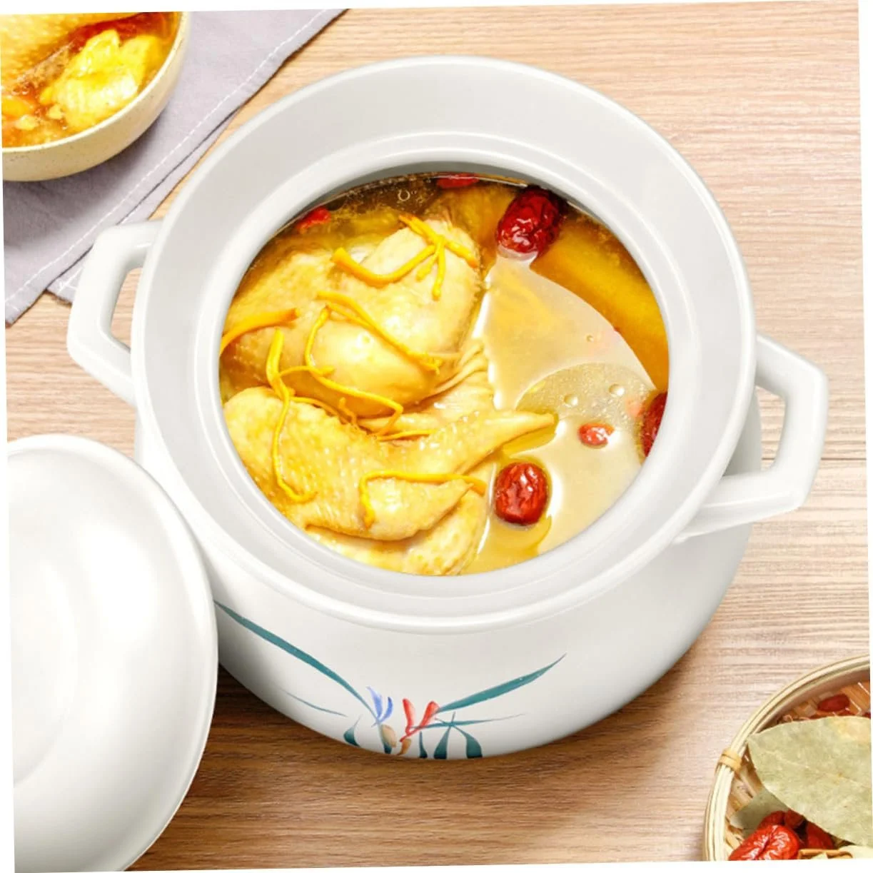 Кастрюля для тушения Toyvian керамическая термостойкая равномерное распределение тепла для медленного приготовления супов, фото №5