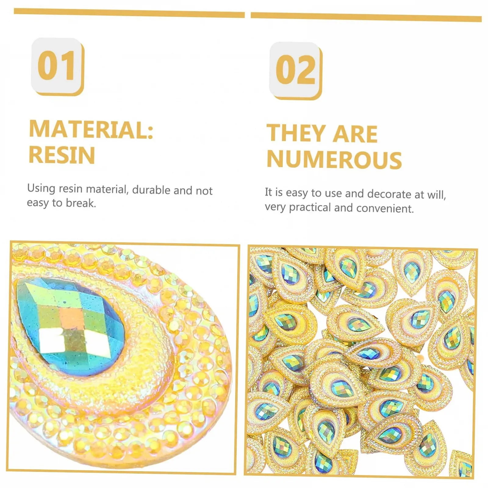 Прикраса для одягу Coheali 2 шт. Смола, павич, крапля води, аксесуари для прикрашання казкової тематики, фото №4