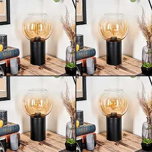 Настільна лампа HOFSTEIN Koyoto Метал/Скло E27 20 см Black/Amber/Clear synthetic.ua - Фото 1