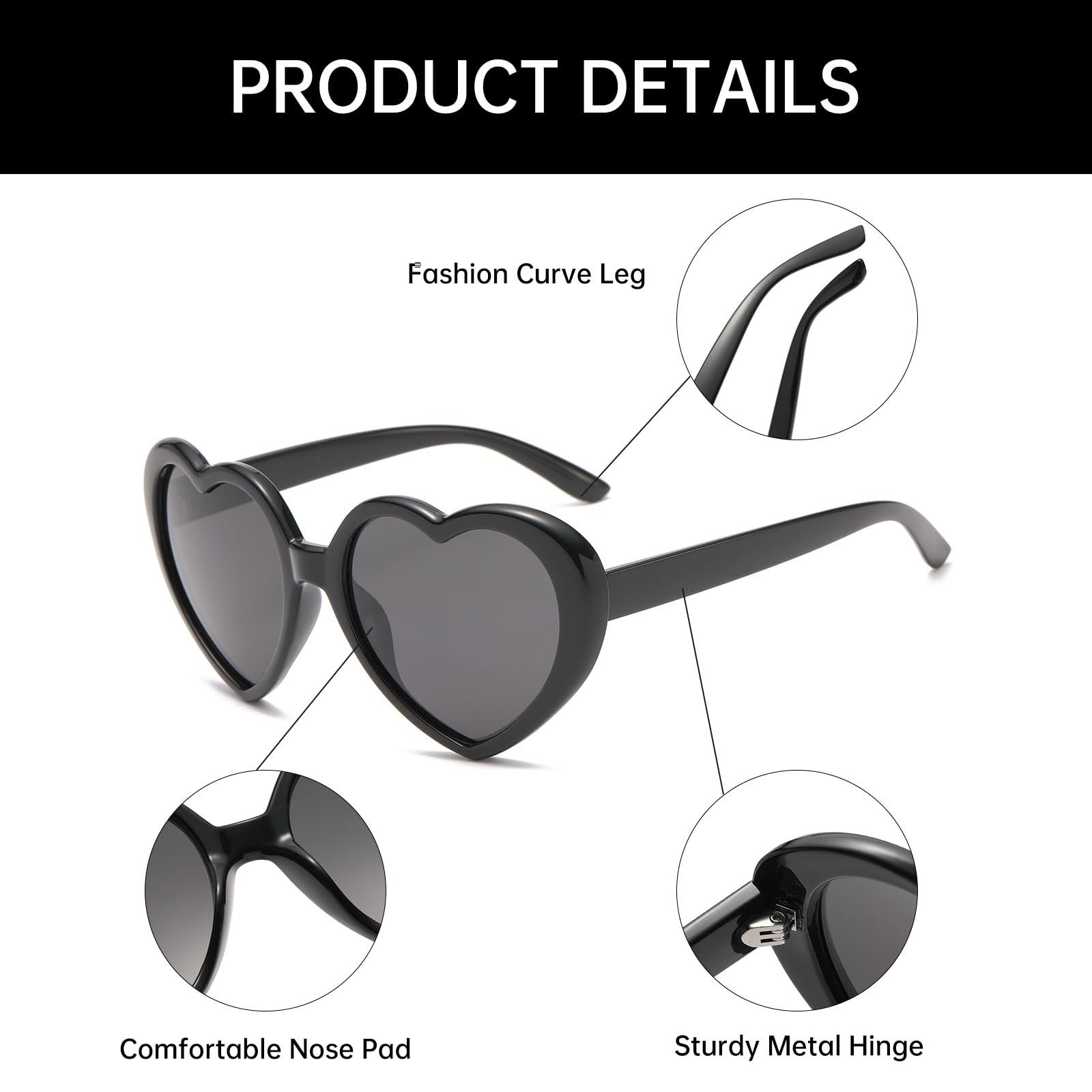 Солнцезащитные очки Сердце YAMEIZE Винтаж 90-х, фото №4