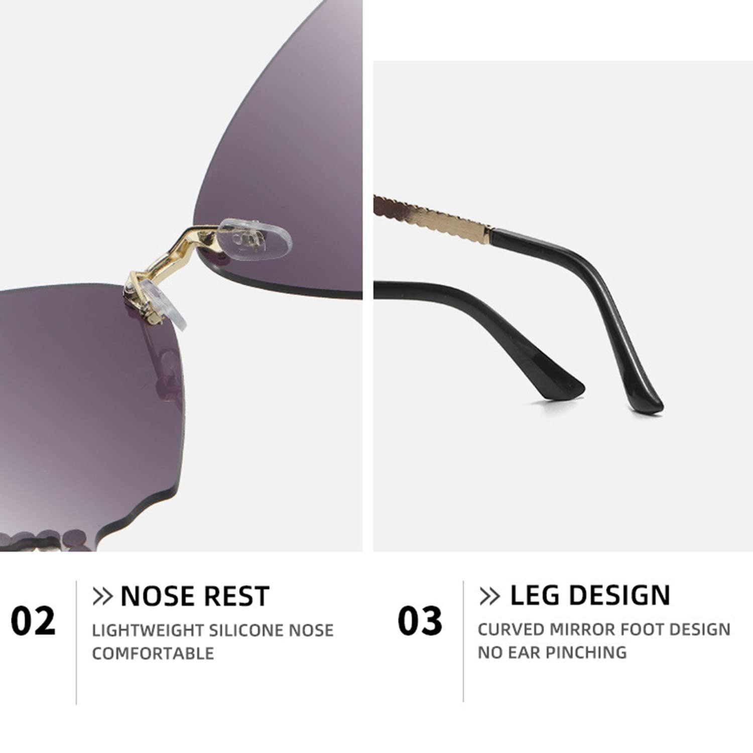 Сонцезахисні окуляри LAKEMON Метелик, без оправи, градієнтні, з діамантами, для пляжу, літні, фото №5