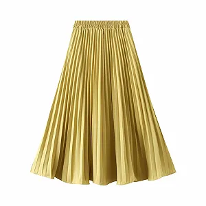 Плісирована спідниця жіноча весна-літо з еластичною талією приталена довга A-силуету - Фото 1