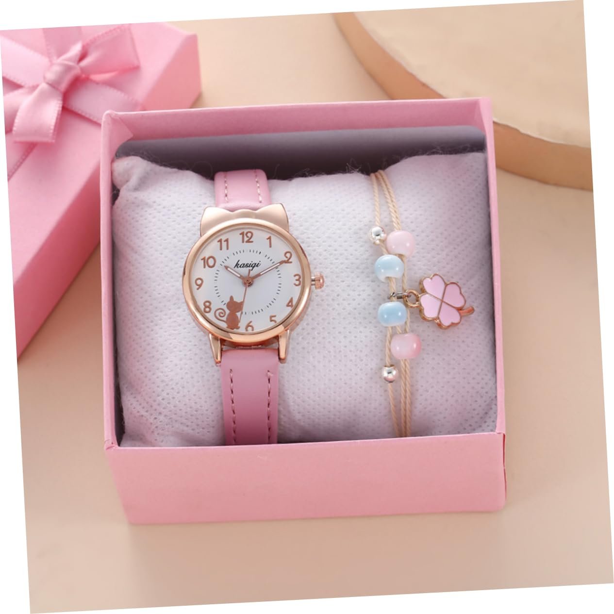 Наручные часы Healvian Стильные с кошачьим циферблатом с подходящим браслетом Регулируемые кварцевые для женщин для особых случаев, фото №5