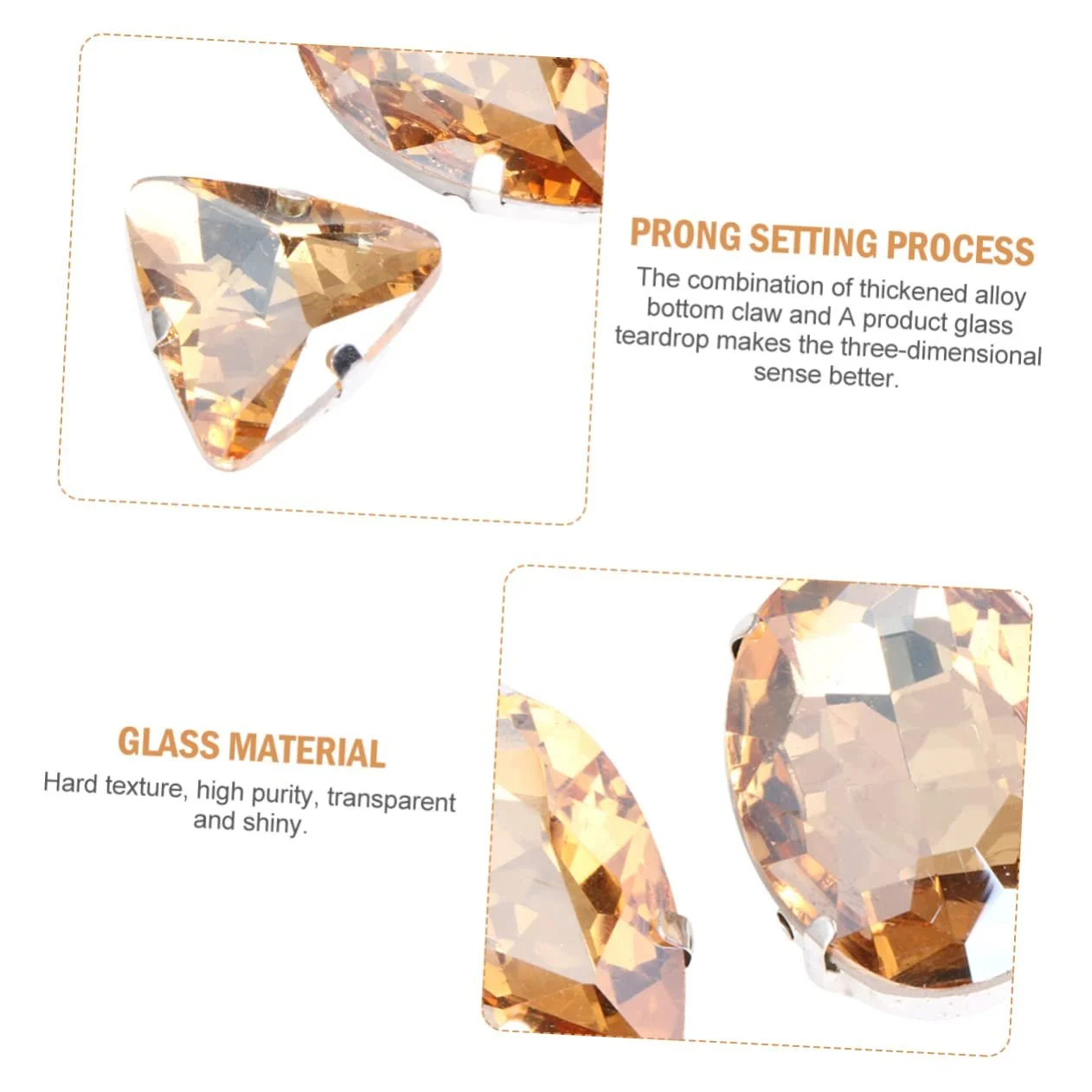 Пришивні стрази SEWACC 50 шт. з кігтями для шиття, самоцвіти з кігтями, пришивні самоцвіти, скляні кришталеві, фото №2