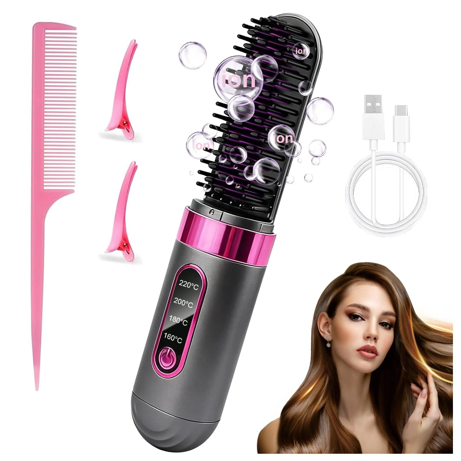 Щетка-выпрямитель Styling Brush Wireless 4 уровня нагрева аккумуляторная портативная, фото №1 Щетка-выпрямитель Styling Brush Wireless 4 уровня нагрева аккумуляторная портативная, фото №1