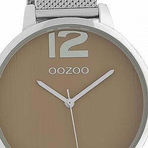 Женские часы Oozoo C10140 Миланский металлический браслет из нержавеющей стали 42 мм Коричневый / Серебристый, Серебристо-темно-желтый, Браслет synthetic.ua - Фото 1