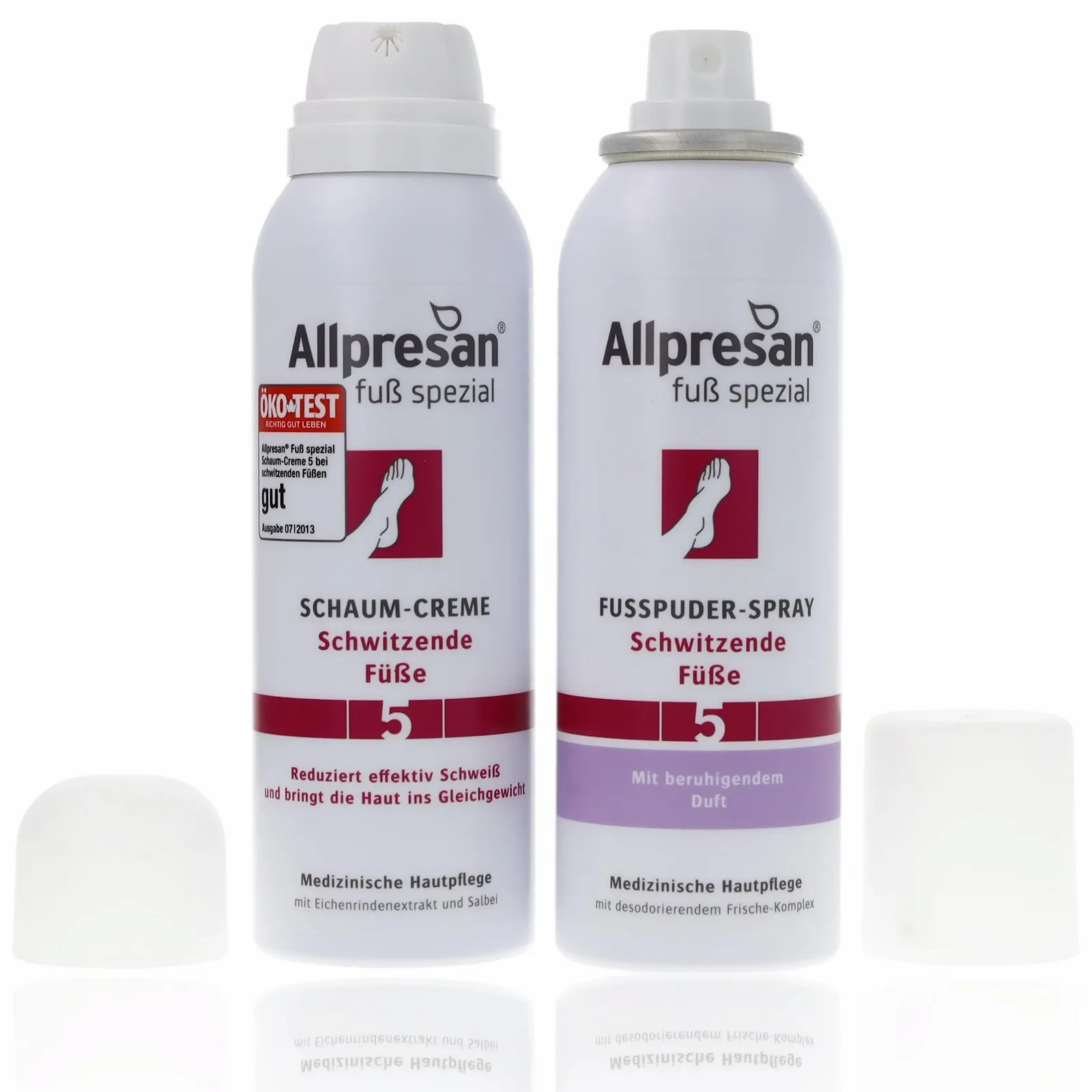 Набор Allpresan Fuß Spezial No. 5 против потливости ног с пеной-кремом 125 мл и спреем-пудрой 125 мл, фото №2