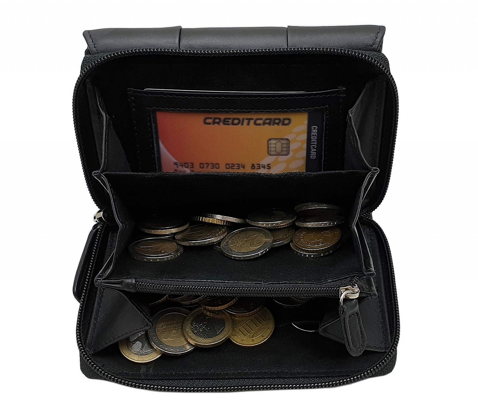 Элегантный женский кошелек из кожи наппа с защитой RFID и NFC, черный, Elegant, фото №5