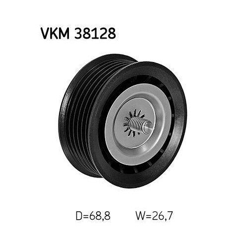 Направляющий/обводной ролик, поликлиновой ремень SKF VKM 38128 для MERCEDES-BENZ, фото №2 Направляющий/обводной ролик, поликлиновой ремень SKF VKM 38128 для MERCEDES-BENZ, фото №2