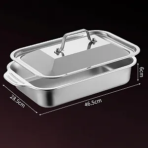 Форма для лазаньи из нержавеющей стали 45,7 x 27,9 см С крышкой и заклепанными ручками synthetic.ua - Фото 1