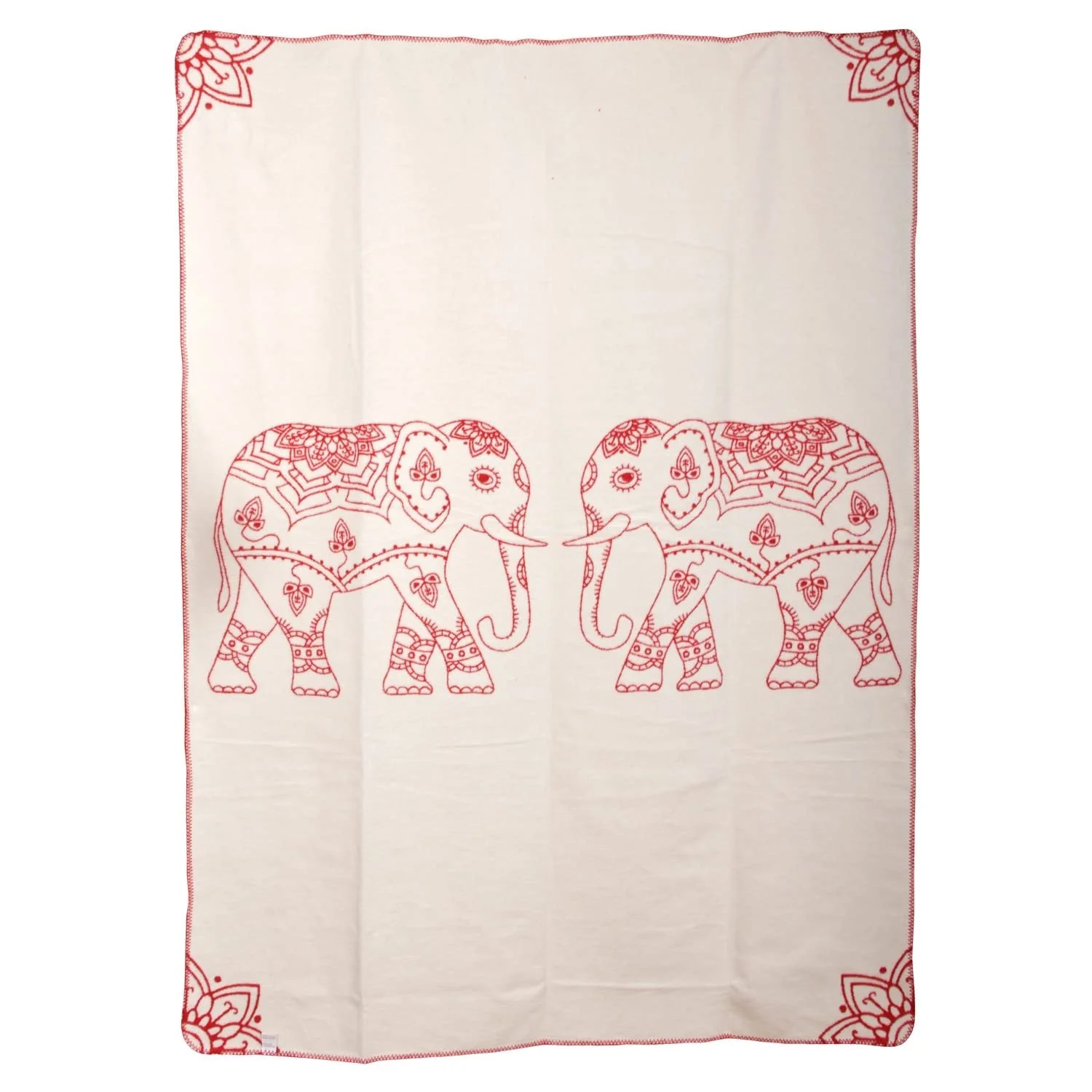 Покривало Yogabox Elephants 150 x 200 см, червоний/натуральний, фото №2