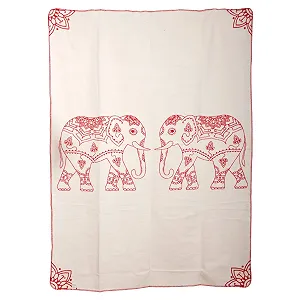 Покривало Yogabox Elephants 150 x 200 см, червоний/натуральний synthetic.ua - Фото 1