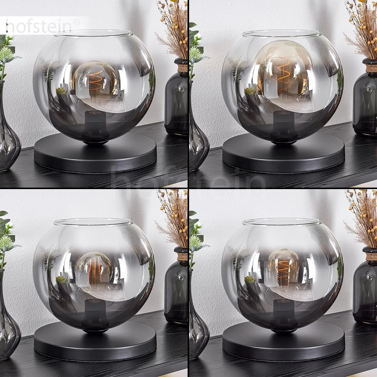 Настільна лампа Koyoto Метал/Скло 25 см E27 Чорний/Димчастий/Прозорий, фото №3