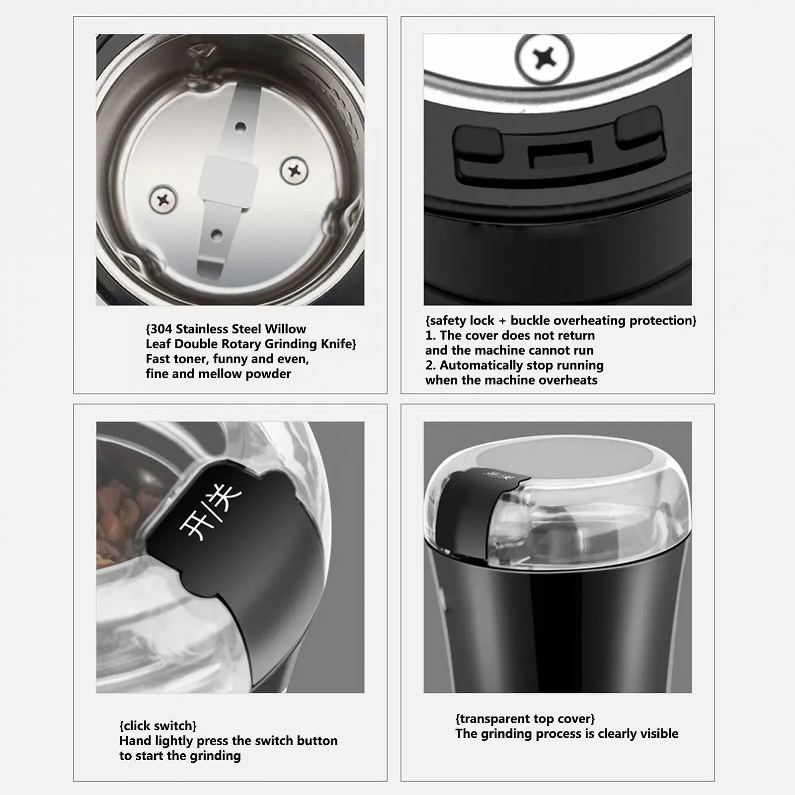 Электрическая кофемолка Зерновая мельница Перечница Домашняя, фото №7