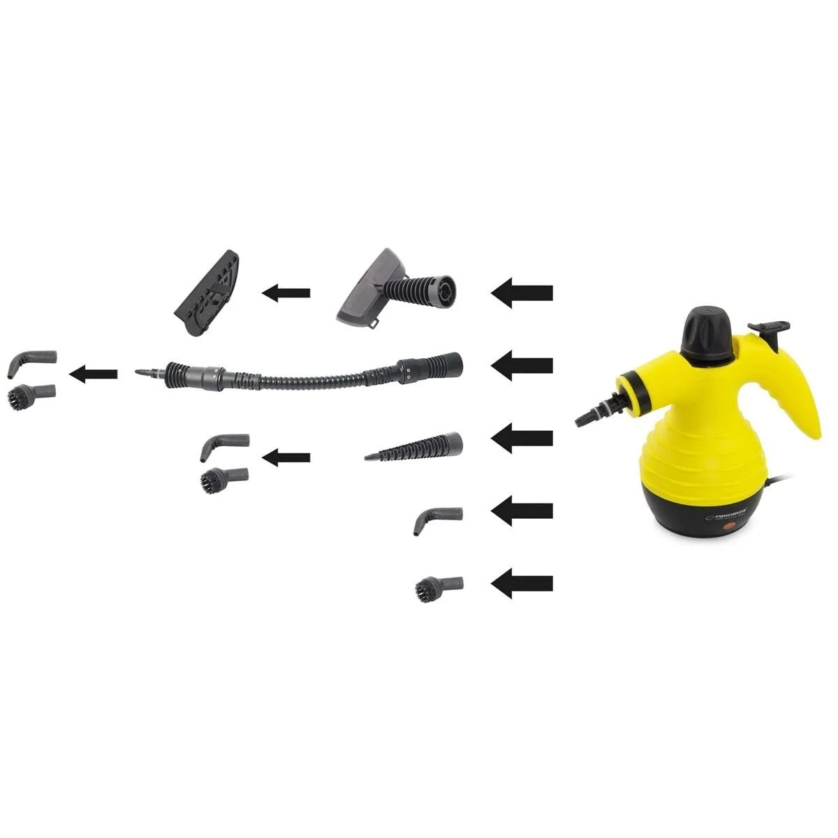 Пароочисник Esperanza EHS001 0.35 L 900 W Black Yellow, фото №2