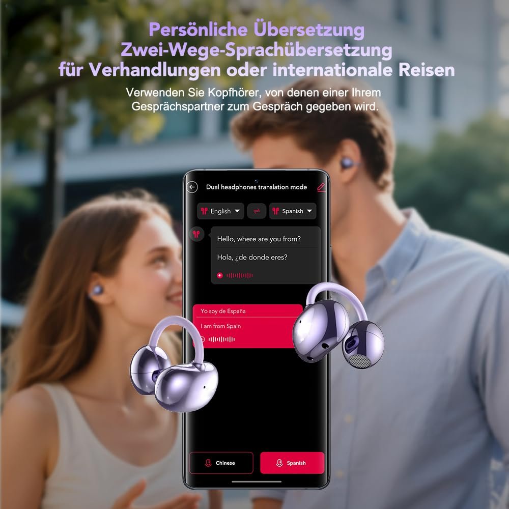 Навушники-перекладачі AI NE32, 3-в-1, 136 мов з додатком, бездротові, фото №6 Навушники-перекладачі AI NE32, 3-в-1, 136 мов з додатком, бездротові, фото №6