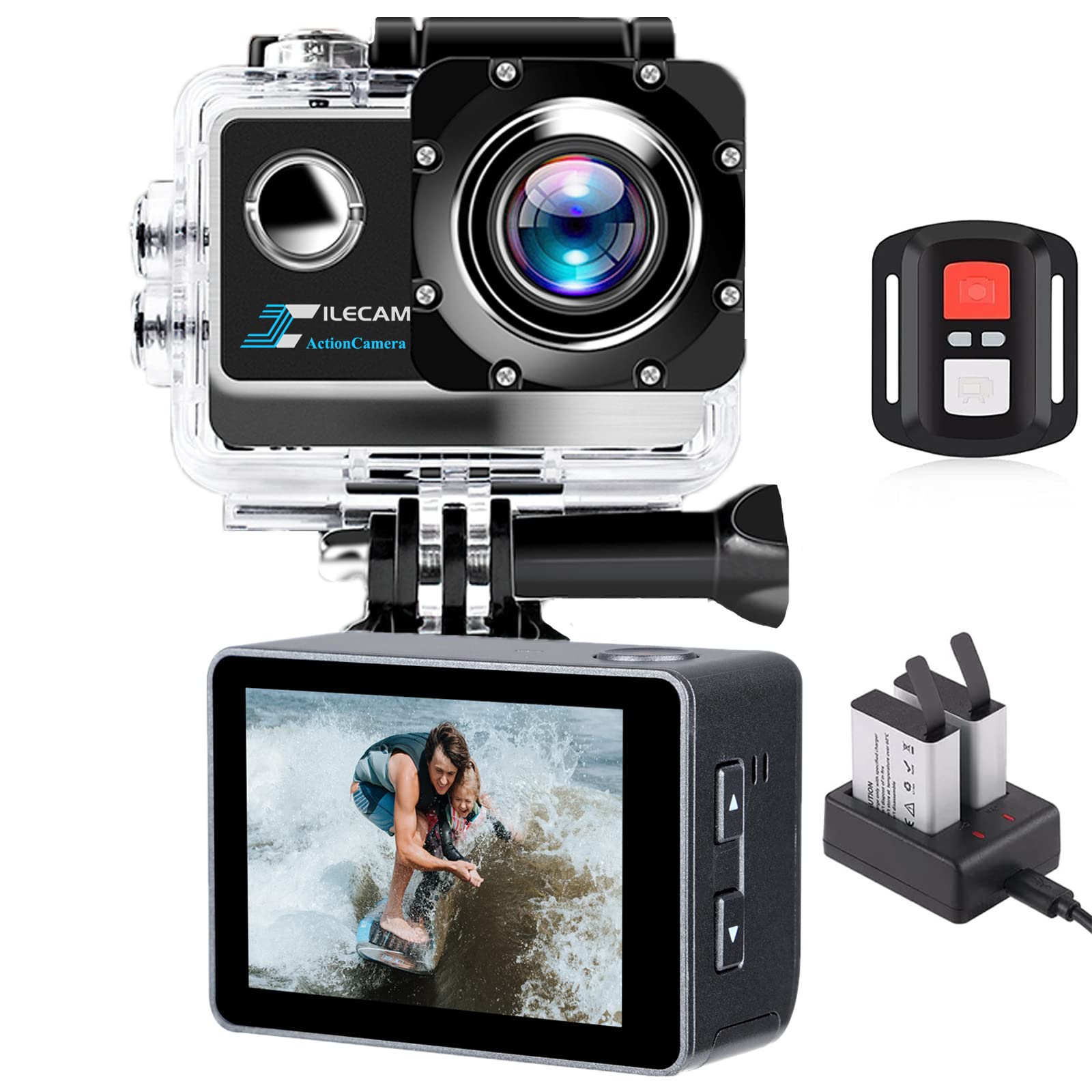 Екшн-камера Xilecam Action Cam 4K WiFi Waterproof Dual Screen 131FT, фото №1