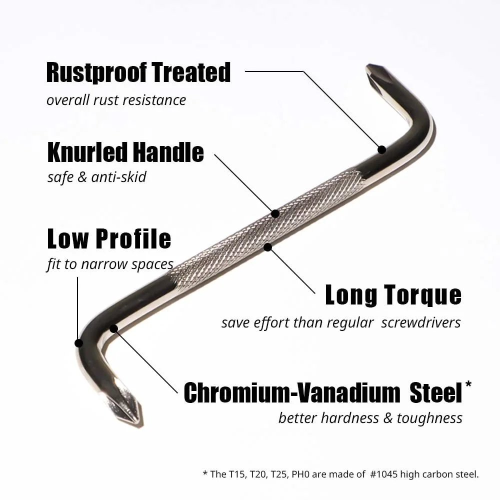 Набор отверток Mulaibdin 6 шт Offset PH0/PH1/PH2/T20/T25 Головка с магнитным Z-образным приводом с Phillips и плоской головкой, фото №5 Набор отверток Mulaibdin 6 шт Offset PH0/PH1/PH2/T20/T25 Головка с магнитным Z-образным приводом с Phillips и плоской головкой, фото №5