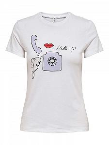 Футболка ONLJENNI LIFE FIT TOP BOX JRS 15249479--Print:PHONE ONLY Білий XS - Фото 1