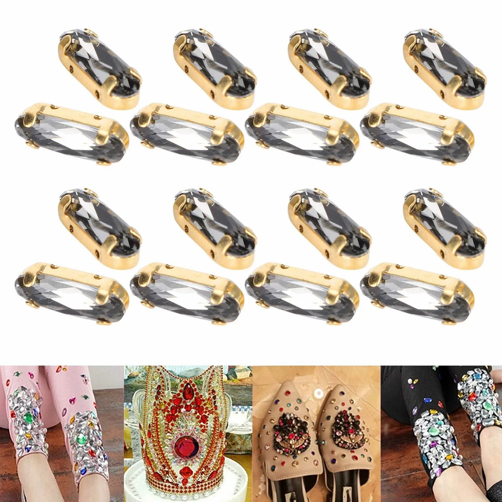 Стрази Овальні Emoshayoga Чорні, 30 шт, фото №8