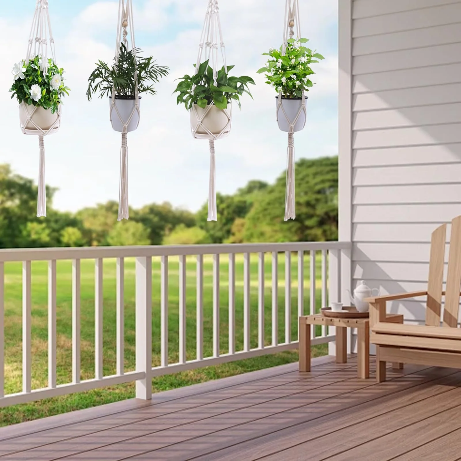 Подвесы для растений Macrame Набор из 2 шт. Хлопок, фото №7