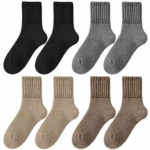 Теплі шкарпетки Жіночі, 4 пари, Вовняні шкарпетки меріноса, Розмір 34-39 - Фото 1