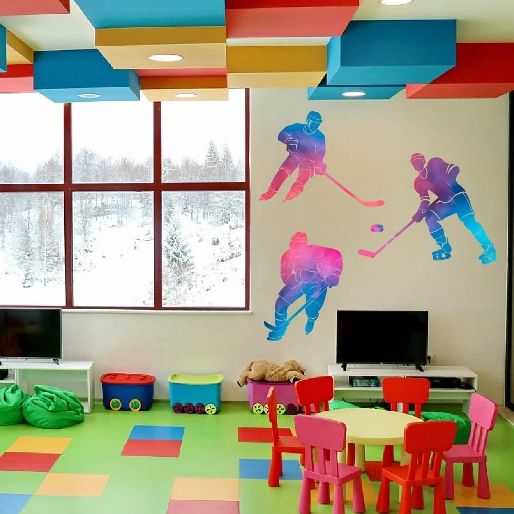 Наклейка на стіну SUPERDANT Colour Gradient Art Hockey Player 39 x 90 см, фото №3