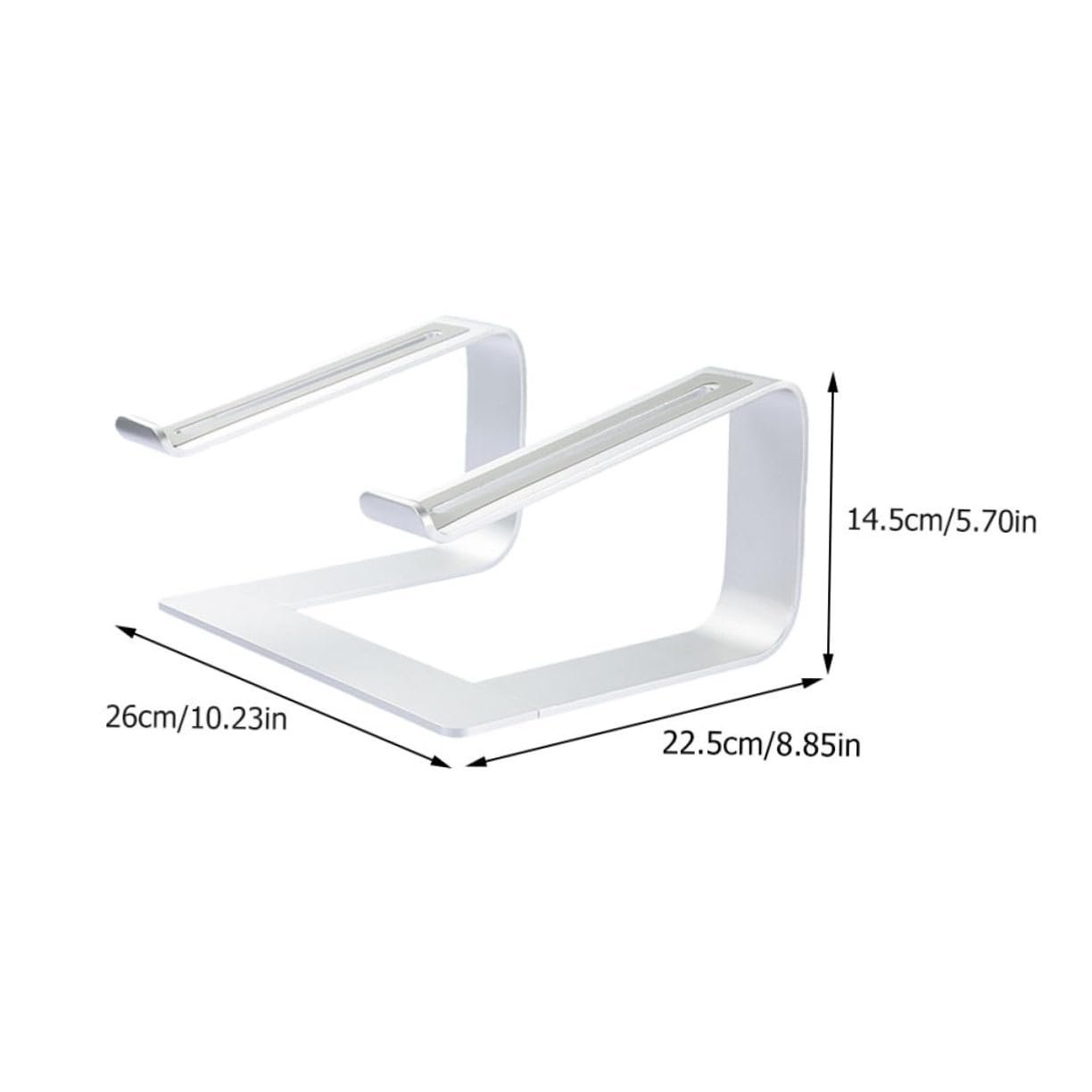 Підставка для ноутбука алюмінієва HOMSFOU знімна з нековзним силіконом, регульована по висоті, компактна для столу та мобільної роботи Срібна, фото №2