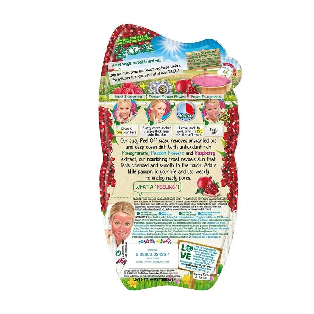 Маска для обличчя Montagne Jeunesse 7th Heaven Passion Peel Off, 3 саше, фото №2