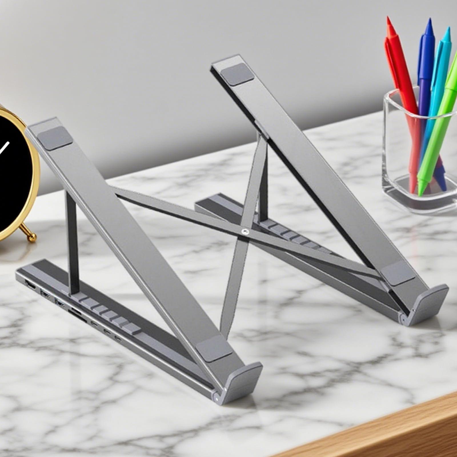 Подставка для ноутбука с USB-портами, охладитель для компьютера, регулируемая высота, адаптер 8 в 1 с быстрой зарядкой, функция охлаждения для ноутбука, ПК для дома, фото №3 Подставка для ноутбука с USB-портами, охладитель для компьютера, регулируемая высота, адаптер 8 в 1 с быстрой зарядкой, функция охлаждения для ноутбука, ПК для дома, фото №3