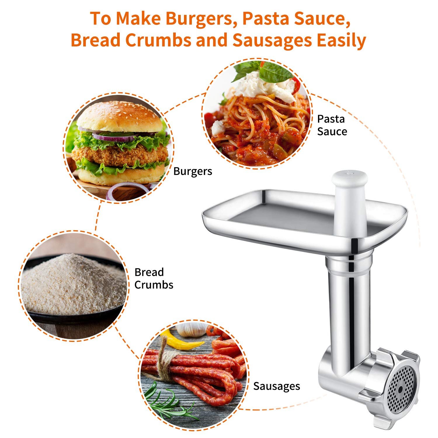 Насадка-м'ясорубка Gdrtwwh для міксерів KitchenAid з аксесуарами Металева, фото №2
