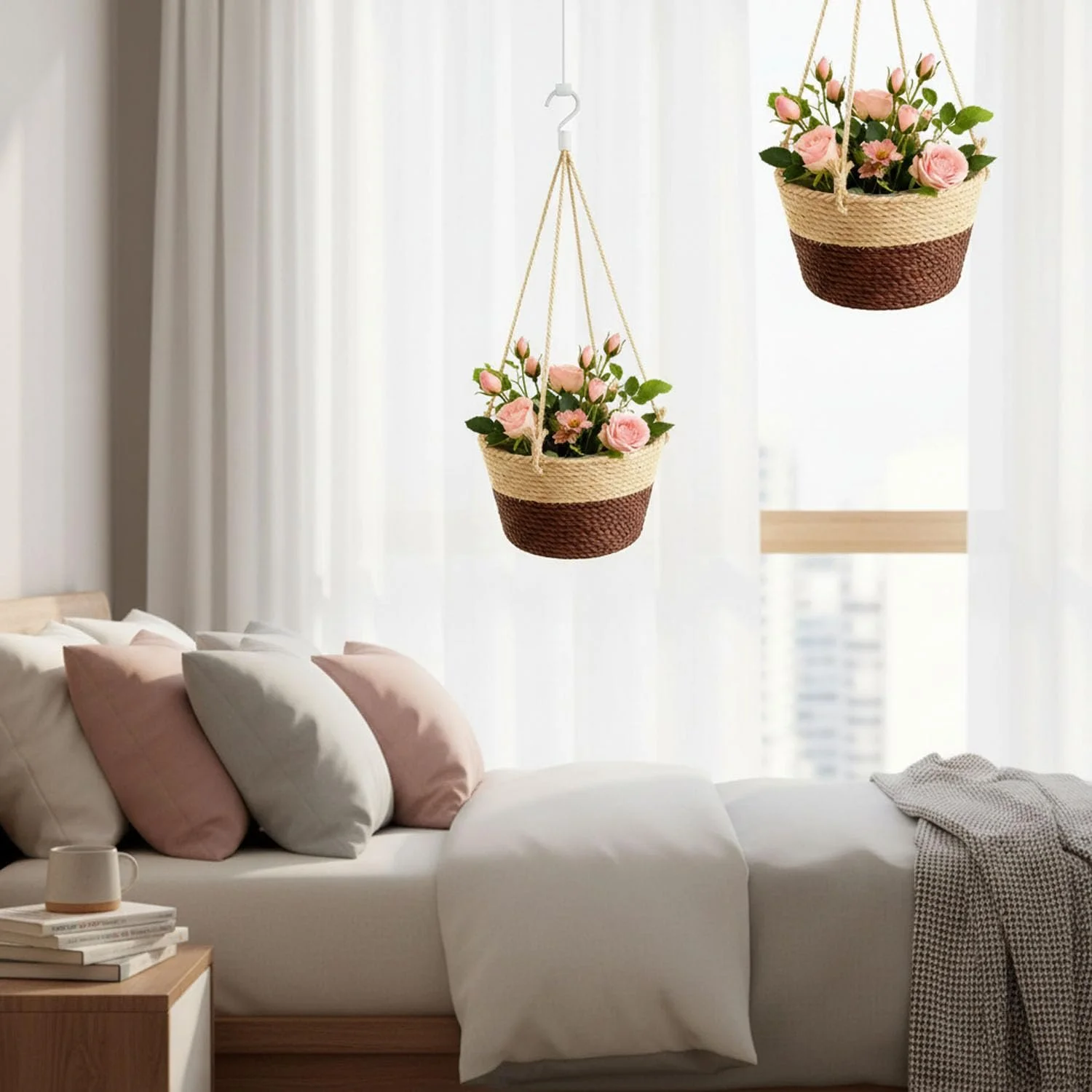 Кошик підвісний із морської трави для рослин Coffee, фото №5 Кошик підвісний із морської трави для рослин Coffee, фото №5