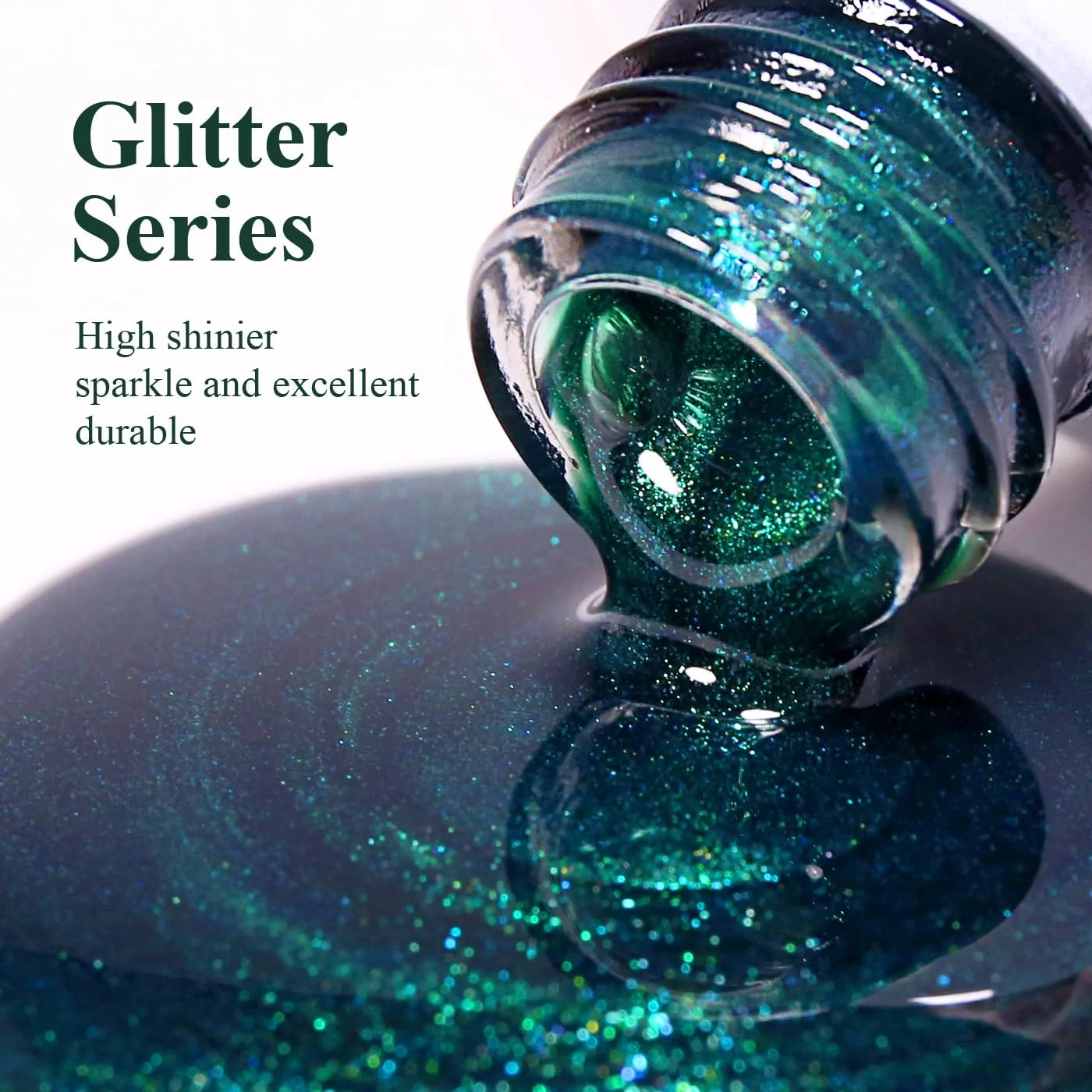 Гель-лак Imtiti С блёстками Рождественский зеленый радужный 15 мл, фото №4