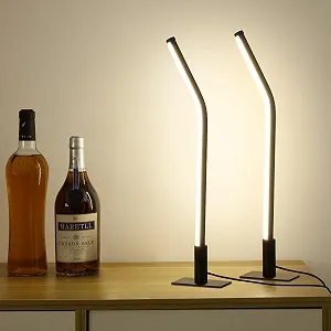 Набір із 2 настільних ламп Металеві 44 см USB 5В 2А Сенсорні Функція пам'яті Чорні - Фото 1