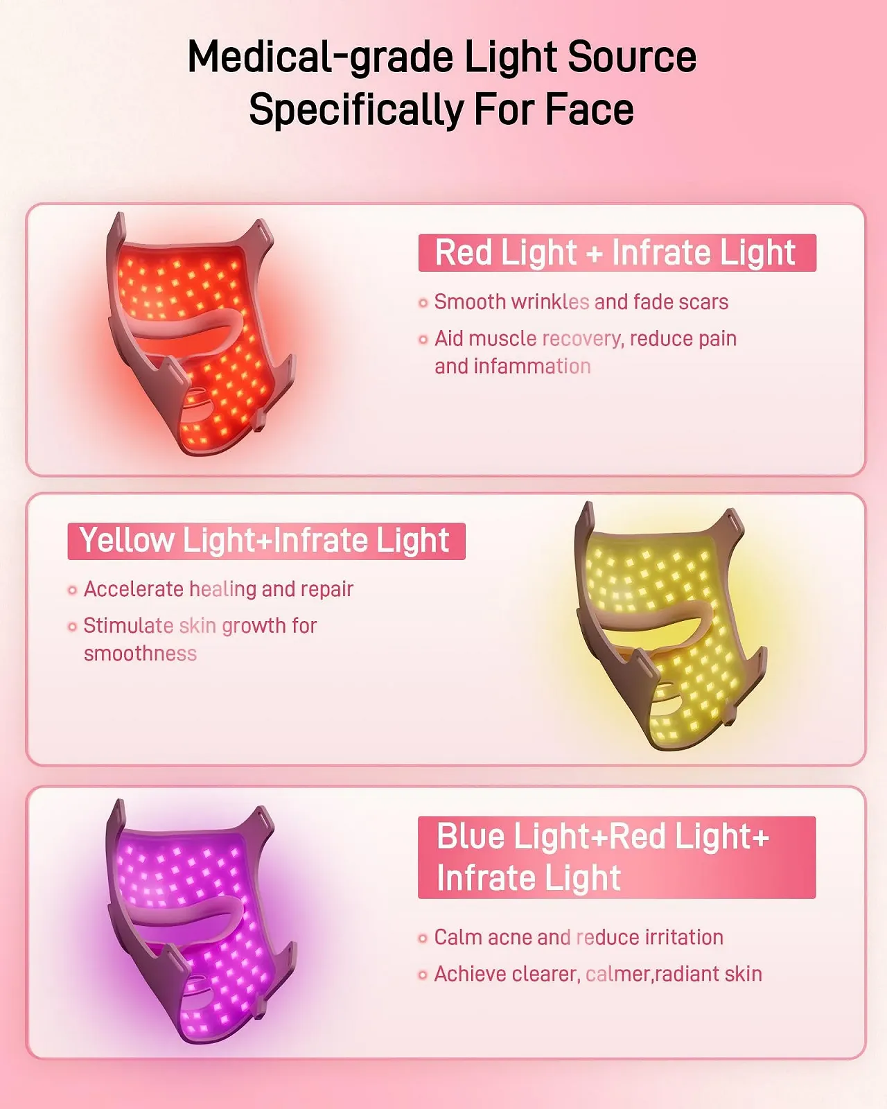 LED Маска для обличчя з червоним світлом для антивікового догляду, від зморшок, для лікування акне, фото №3 LED Маска для обличчя з червоним світлом для антивікового догляду, від зморшок, для лікування акне, фото №3