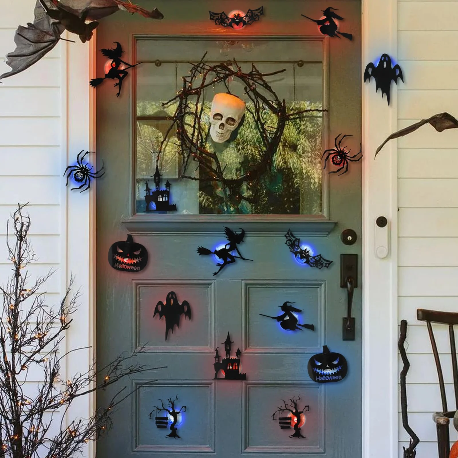 Набір наклейок на стіну Halloween 16 шт. LED 3D що світяться, фото №6