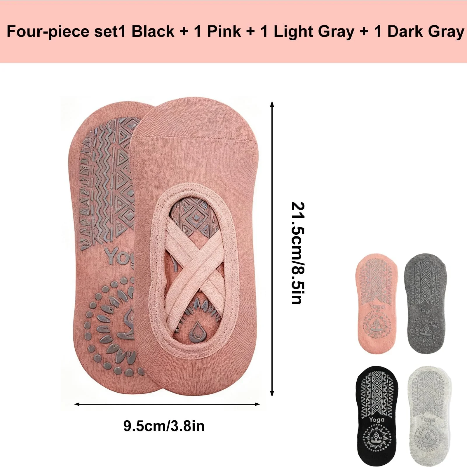 Шкарпетки для йоги Жіночі 39-42, 4 пари, фото №2