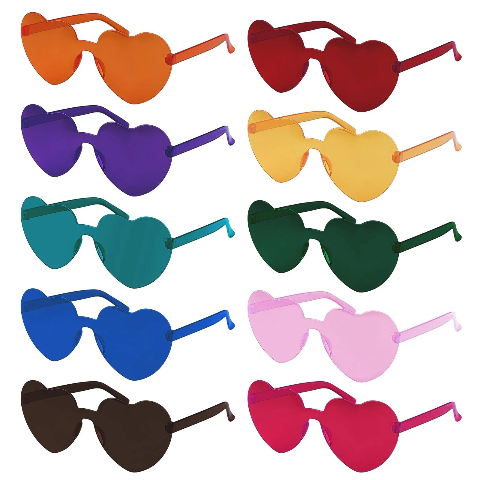 Сонцезахисні Окуляри Серце Mesybveo 10 Пар Різнокольорові, фото №1