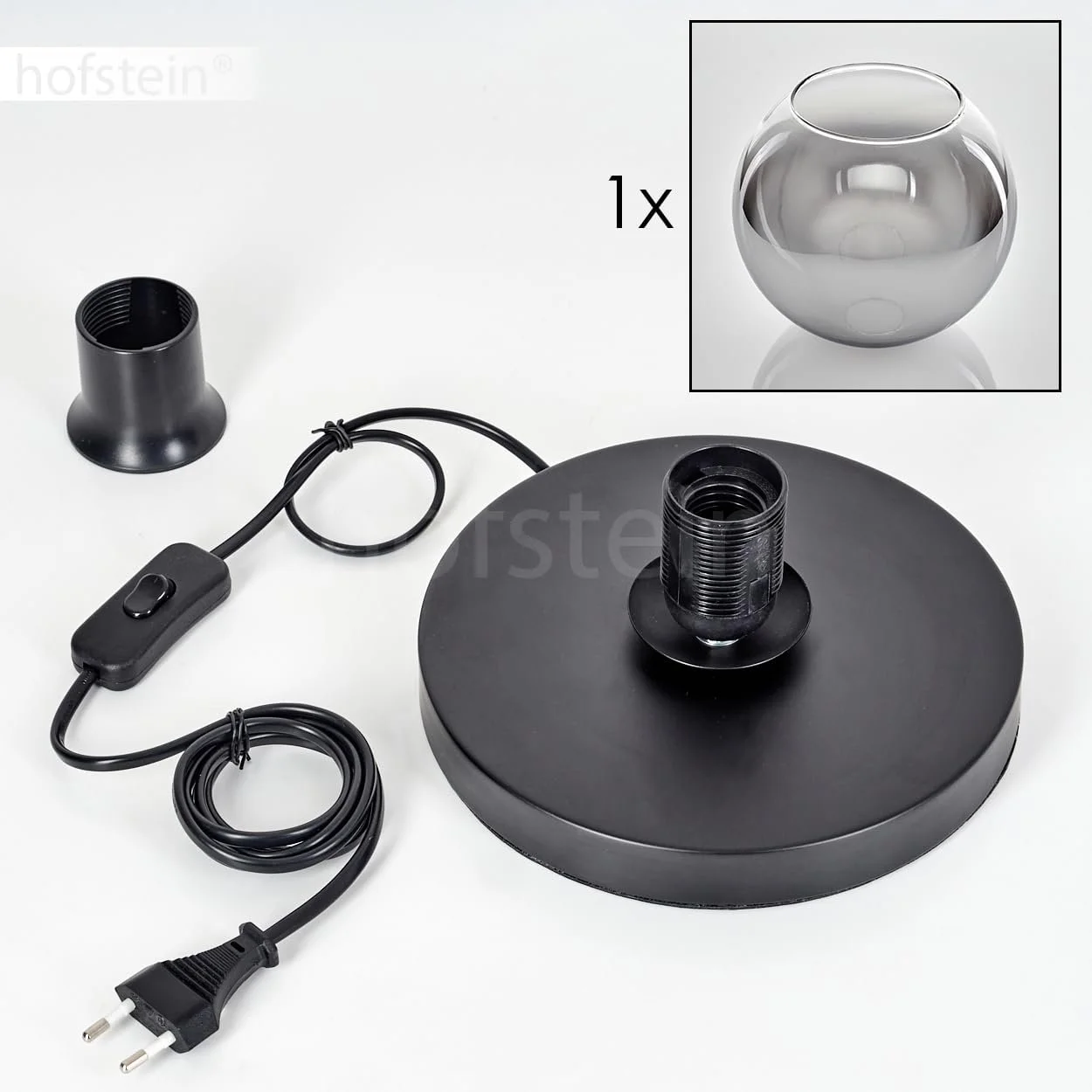 Настільна лампа Koyoto Metal/Glass Modern Retro/Vintage 20 см E27 Black/Smoke/Clear, фото №6