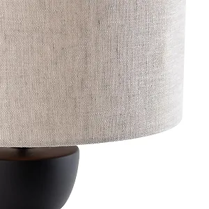 Настільна лампа приліжкова Qazqa Alisia керамічна кругла 35 см E27 Світло-сіра та чорна synthetic.ua - Фото 1