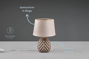 Настільна лампа lightling Ariel Керамічна з оксамитовим абажуром Бежевий 27 см synthetic.ua - Фото 1