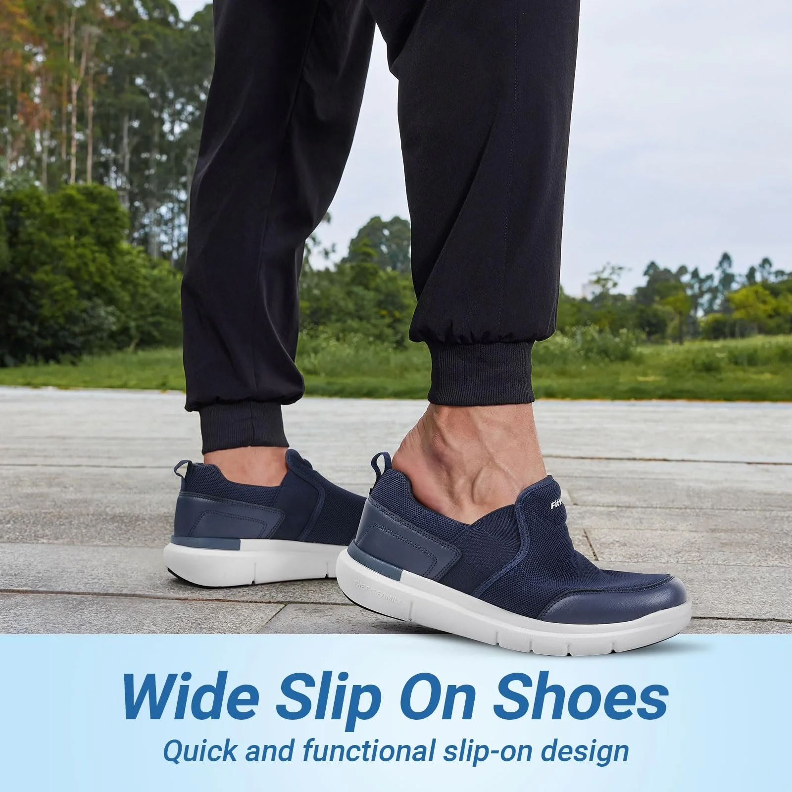Кросівки FitVille Без шнурків Чоловічі Дуже широкі кросівки Нековзне взуття для ходьби, фото №4