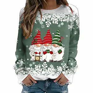Рождественская Блузка Женский Рождественский Джемпер С Рождественским Принтом - Фото 1