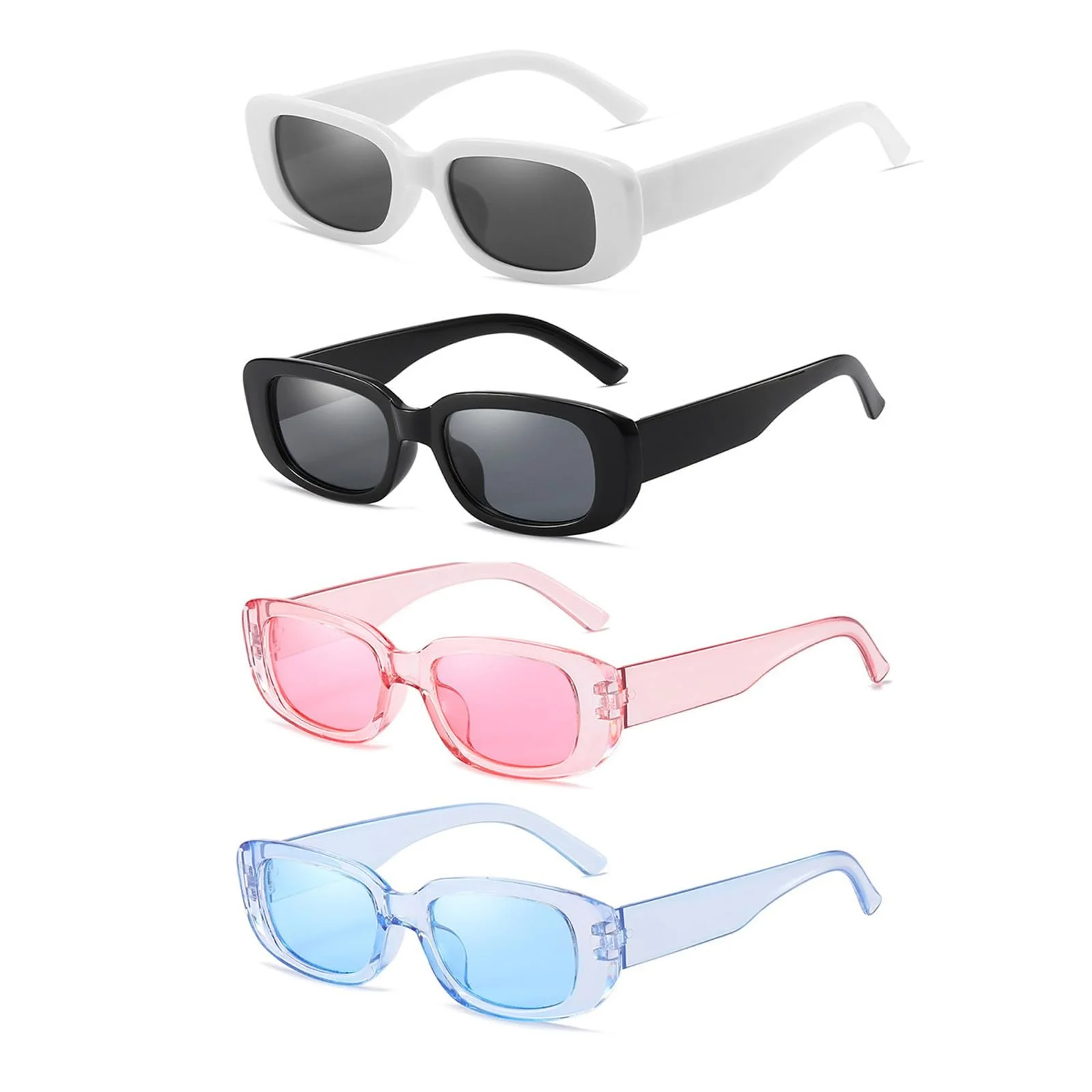 Сонцезахисні окуляри прямокутні вінтажні DHWEKU набір 4 шт, різнокольорові, фото №1