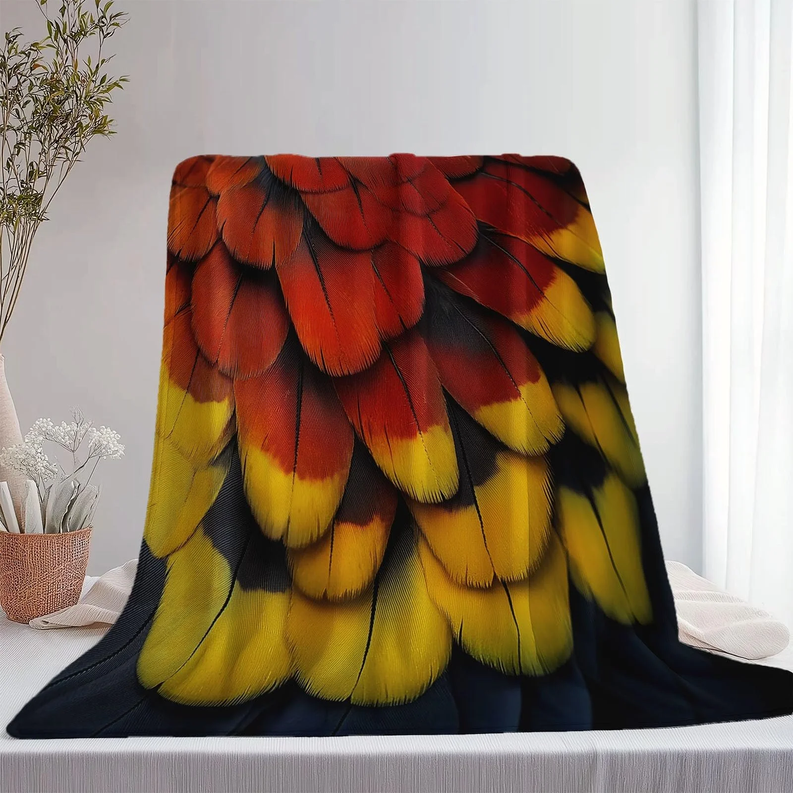 Покривало М'яка та Тепла 3D Modern Vögel Papageienfedern 100 x 130 см Фланель, фото №3