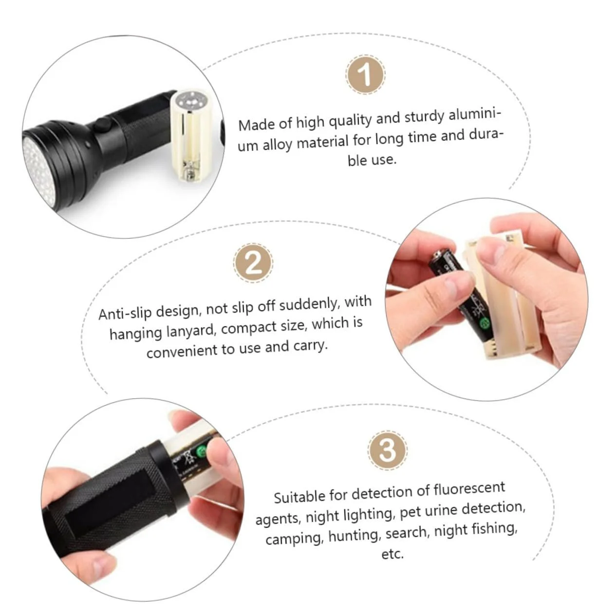 Ліхтар Veemoon LED UV Ультрафіолетовий ліхтарик Алюмінієвий сплав для кемпінгу Полювання Виявлення сечі домашніх тварин, фото №5